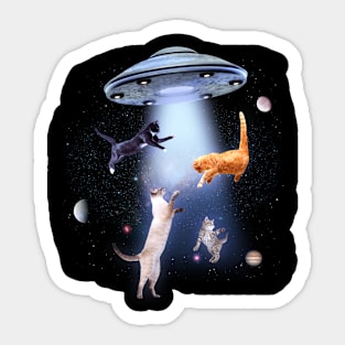 Cats In Space With UFO Sticker